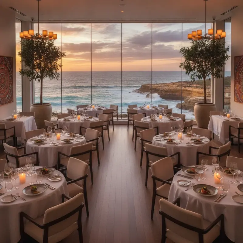 Fine dining restaurant with ocean views